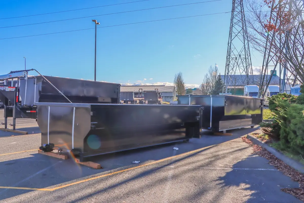 Roll-off dumpster ready for waste disposal at job site for Estate Cleanout Dumpster Rental in Savannah